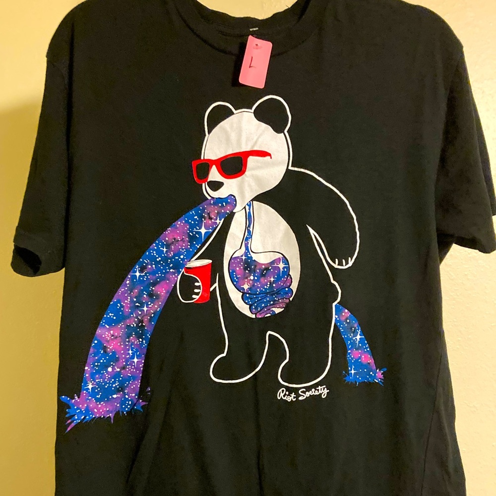 Riot Society shirt with toxic panda decal, mens large